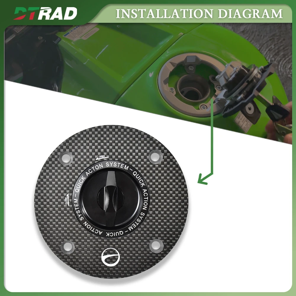 For Kawasaki ZX-10R/RR 2021-2025 Carbon Fiber Quick Open Fuel Tank Cap Motorcycle Keyless/KeyLock Oil Gas Cover Matte