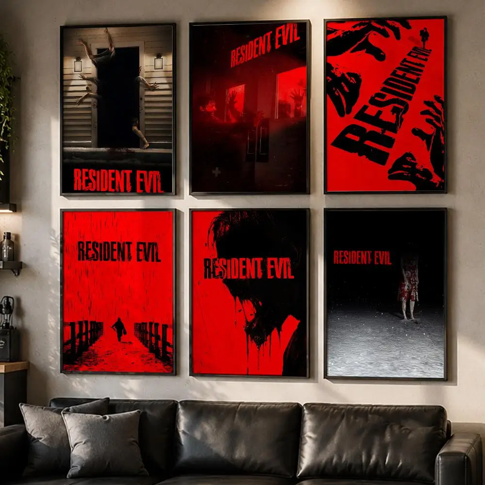 Legendary Game Resident Evil Poster No Glue Residue Self-Adhesive Art Poster Wall Decor for Bedroom Living Room