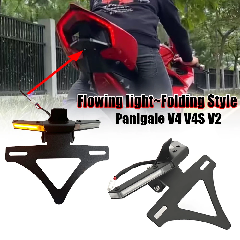 

For DUCATI Panigale V4 V4S Streetfighte V4 V2 Motorcycle Brake Turn Signals Integrated LED Lights License Plate Bracket
