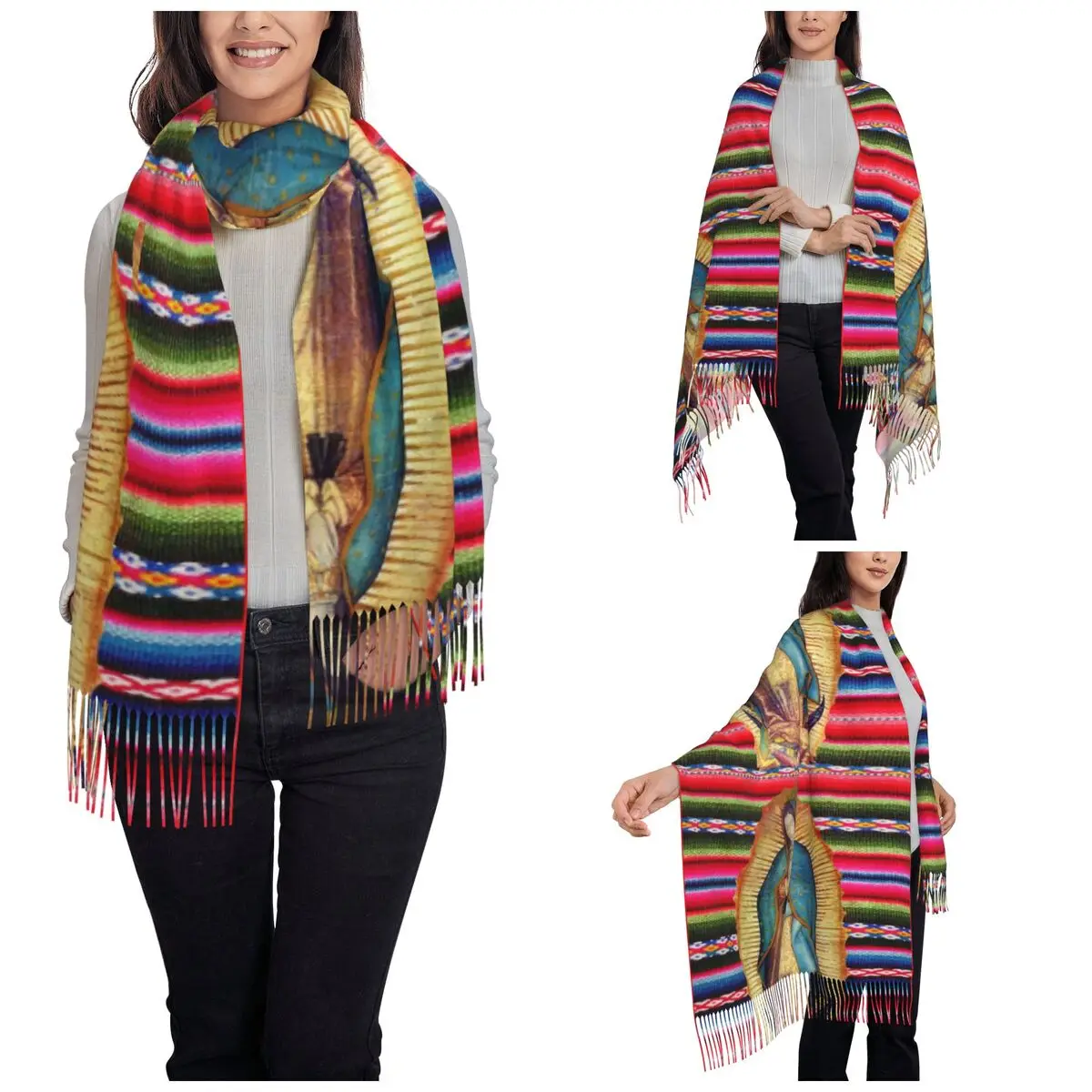 Our Lady Of Guadalupe Virgin Mary Shawl Wrap Women Winter Warm Large Long Scarf Neckerchief Shawl Scarves