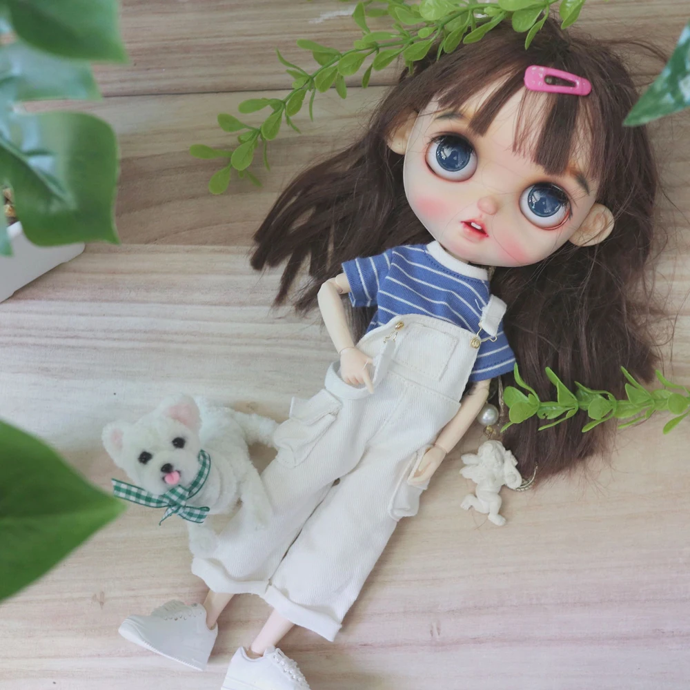 

H01-A009 children handmade toy 1/6 blyth ob24 azone blyth doll clothes a yellow strap pants Cargo pants 1pcs