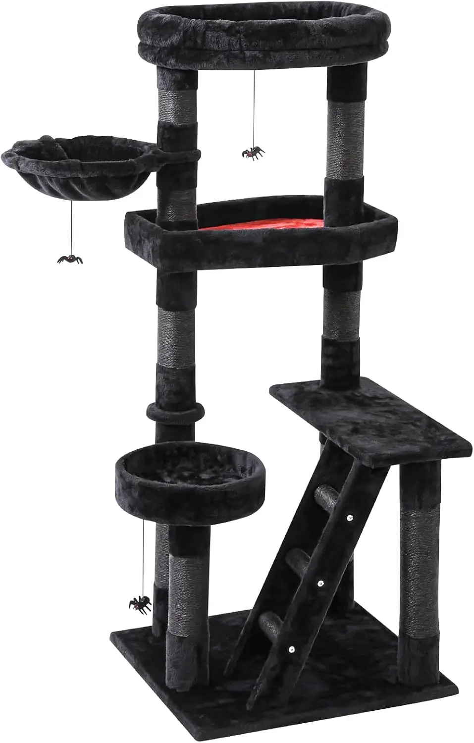 

Gothic Coffin Cat Tree, 55 Inch Tall Halloween Themed Cat Tower with Scratching Post for Indoor Large Adult Cats