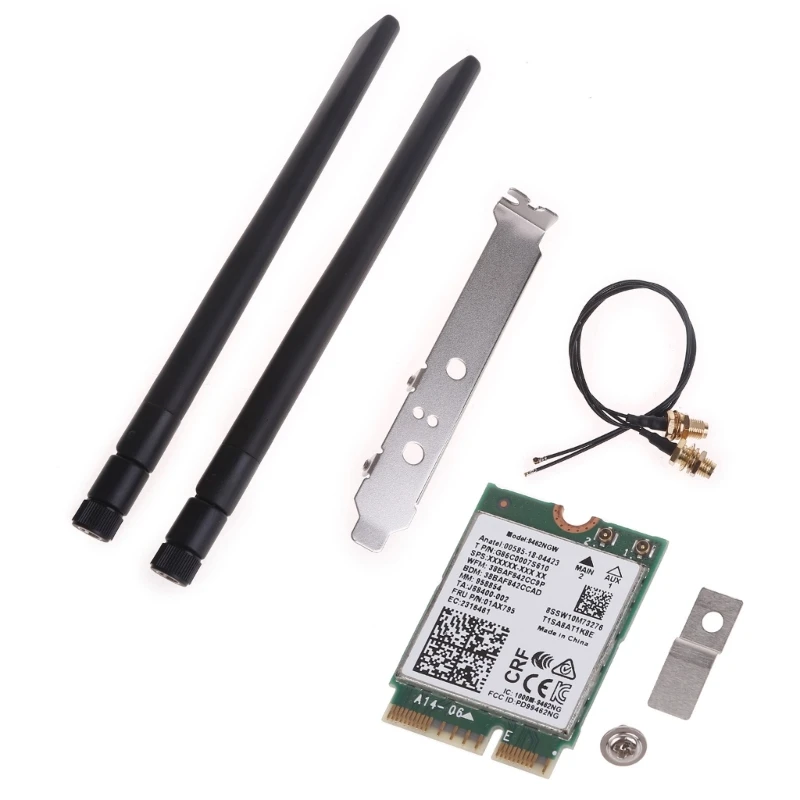 

Wireless-AC Dual Band Wifi Card Adapter for Intel 9462NGW CNVI NGFF M.2 Key with Bluetooth-compatible 5.0 Card