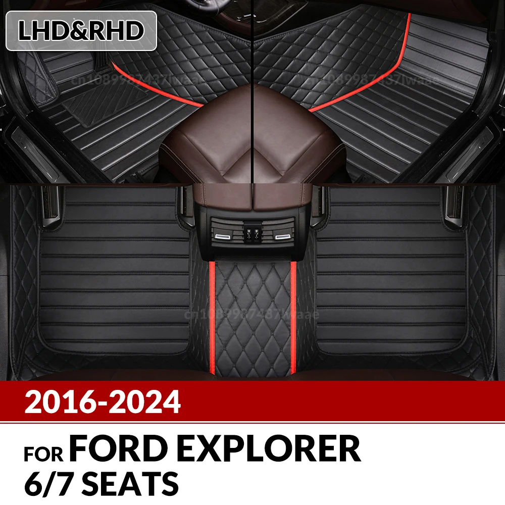 

Car floor mats for Ford Explorer 6/7 seats 2016-2024 23 22 21 Custom auto foot Pads automobile carpet cover interior accessories