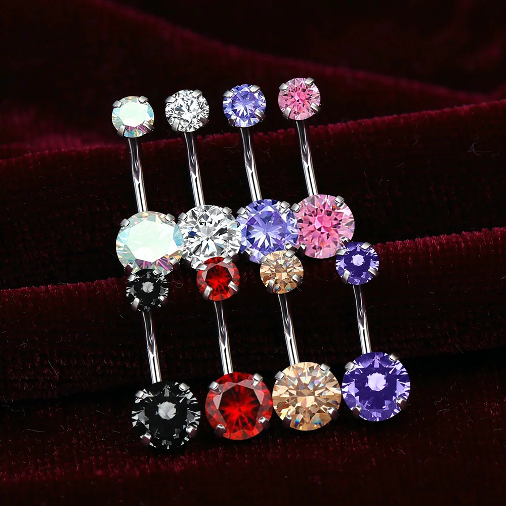 1PC G23 Titanium Crystal Navel Piercing Ring - Internal Thread Sexy Body Jewelry Belly Button Ring for Women Crystal Earring