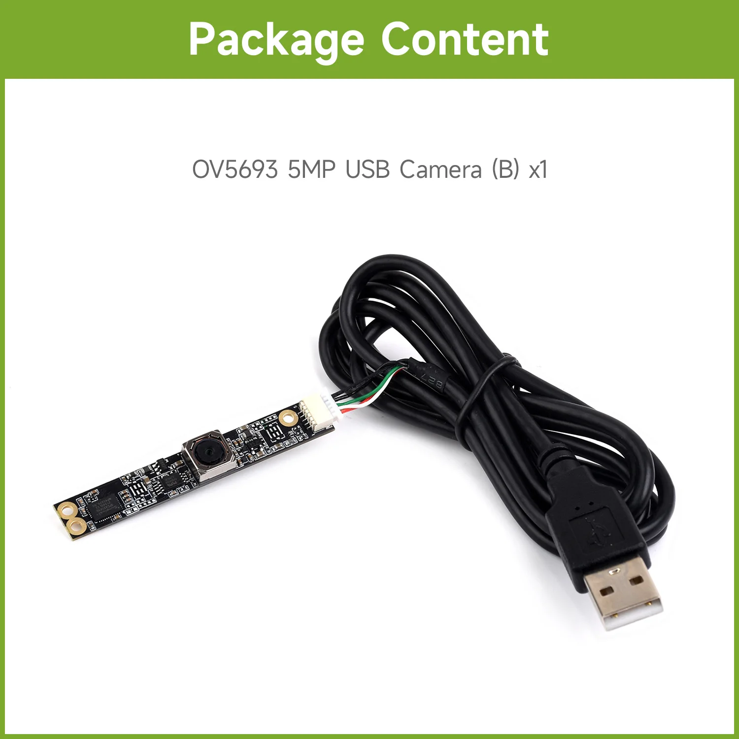 Waveshare OV5693 5MP USB Camera (B), Fixed-focus, OV5693 Sensor, USB2.0 Port, Auto Focusing