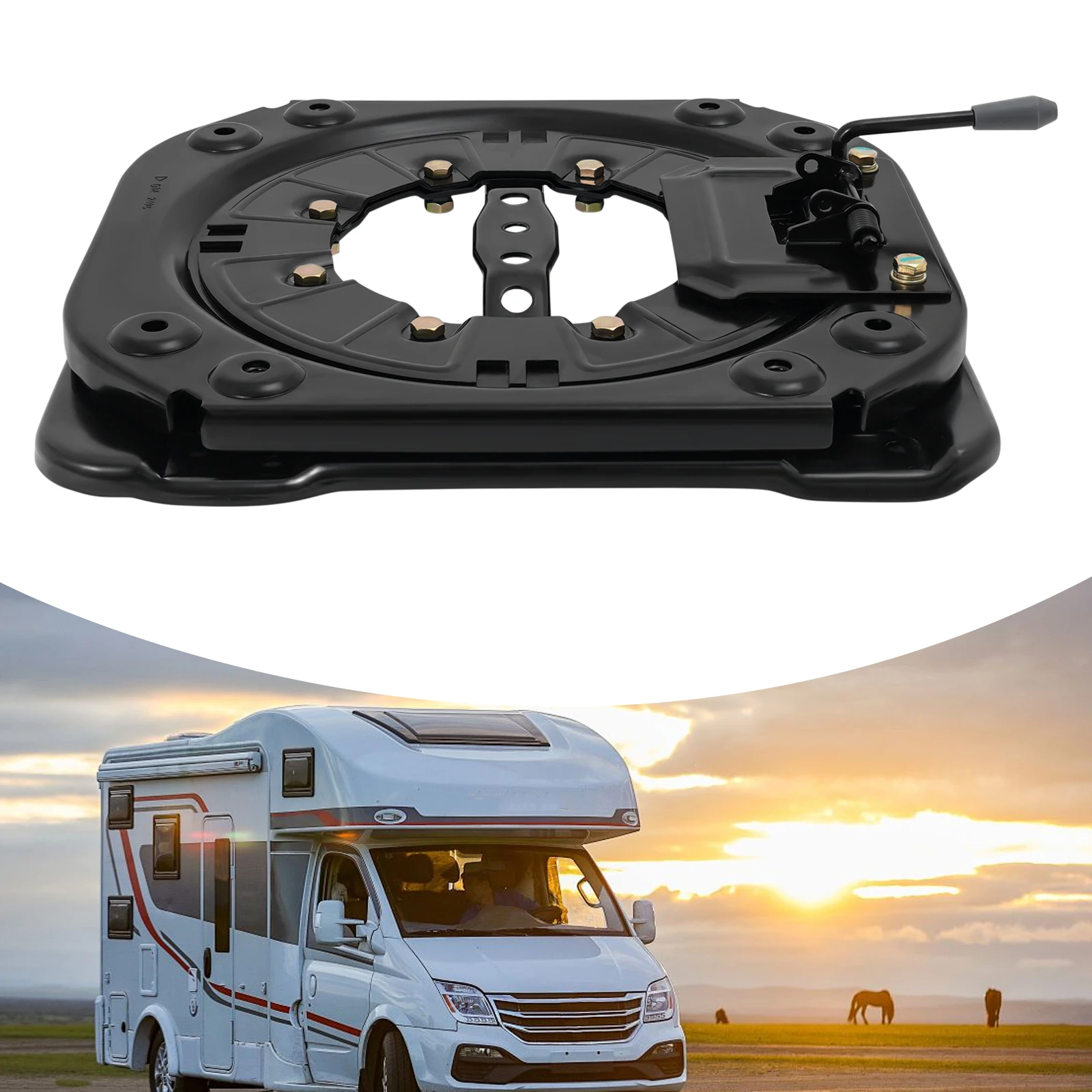 

Swivel Plate Chair Swivel Base, 3.0mm Cold-Rolled Steel Plate 360° Rotatable, Rotating Seat Swivel Base Mount Plate for Vans/Bus