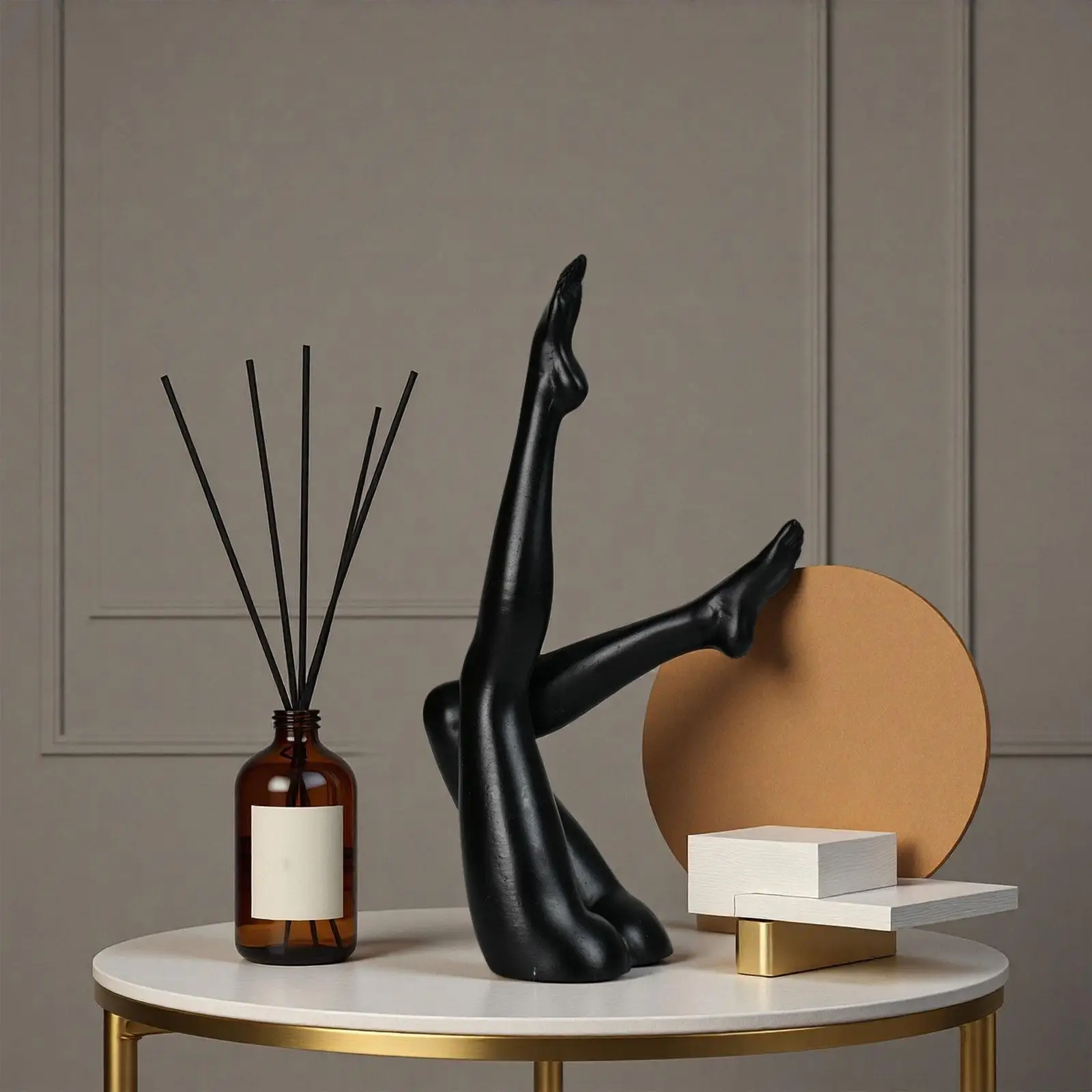 Unique Abstract Resin Female Legs Sculpture Decorative Figure for Living Room Bookshelf Table Decor