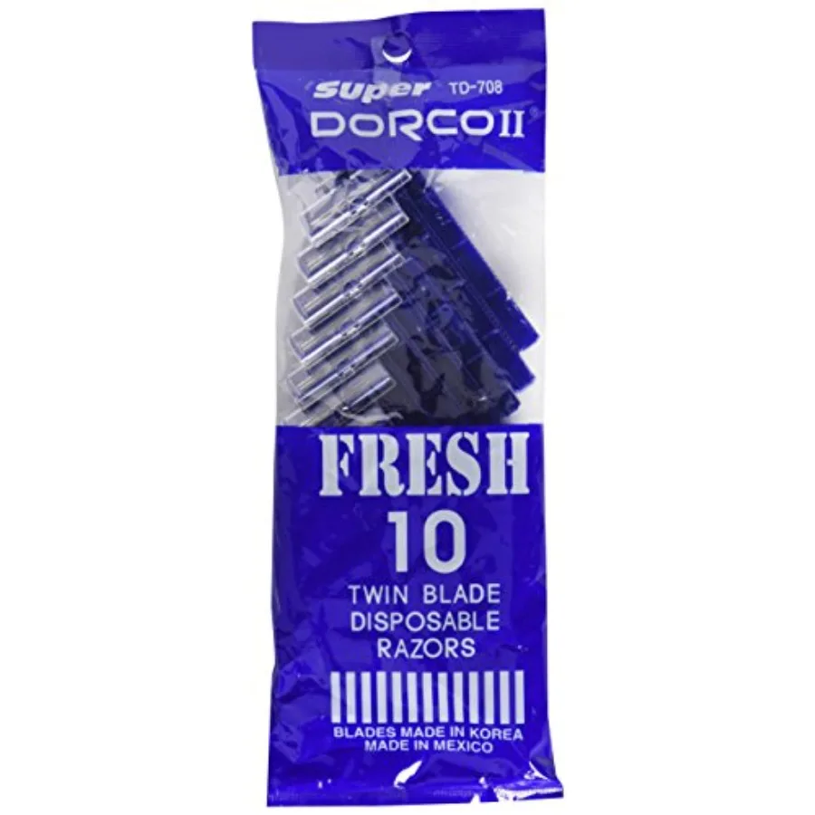 DORCO SUPER FRESH TWIN BLADE DISPOSABLE RAZORS - 10CT