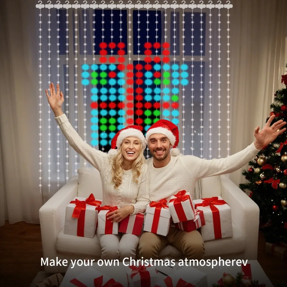 أضواء الستار الذكية DIY اللون تغيير الجنية سلسلة أضواء مزامنة الموسيقى للداخلية في الهواء الطلق فناء حديقة عيد الميلاد الديكور