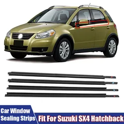4Pcs Car Door Window Glass Sealing Strips Waterproof Rubber Black Weather Strips Fit For Suzuki SX4 Hatchback #83811-56K00-000