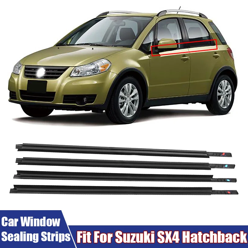 4 szt. Uszczelek do szyb samochodowych, wodoodporne gumowe uszczelki czarne, pasujące do Suzuki SX4 Hatchback # 83811-56K00-000