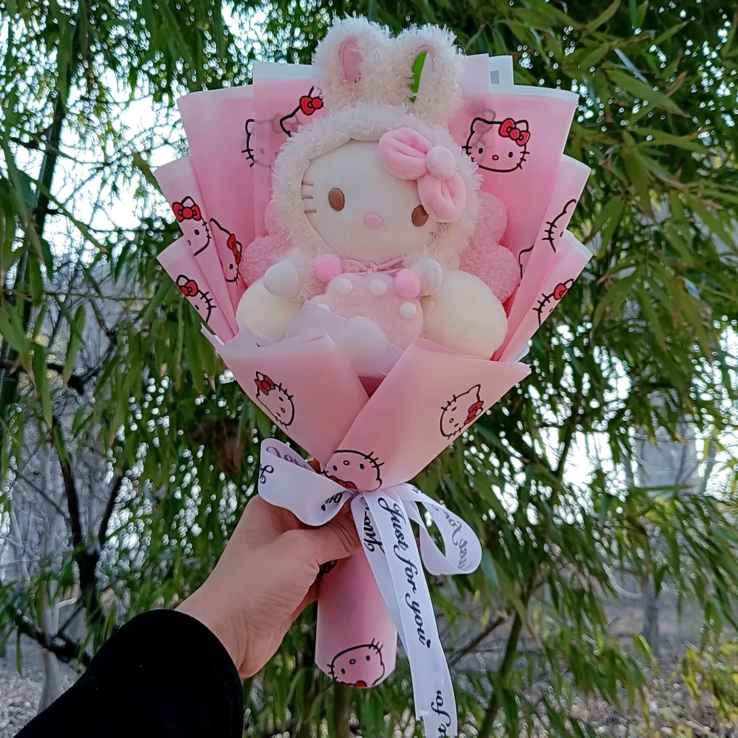 Anime Hello Kitty Kuromi Bouquet dessin animé cannelle poupées en peluche animaux en peluche saint valentin anniversaire remise des diplômes cadeau