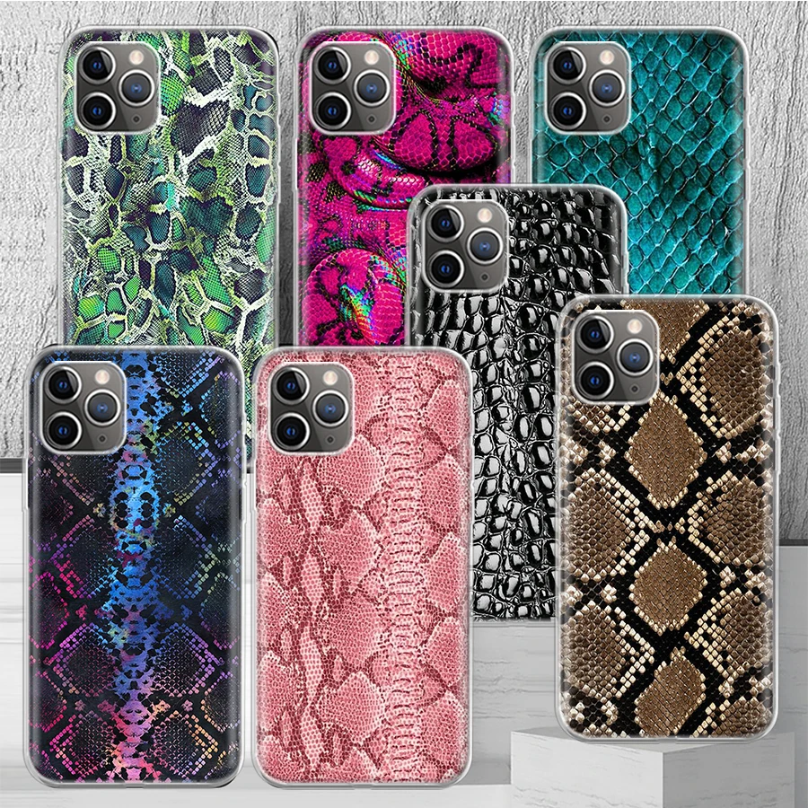 Pink Snake Skin Printing Drawing Phone Case Cover For iPhone 14 13 Pro 11 15 Art 12 XR X XS Max 7 8 6S Plus SE Soft Pattern