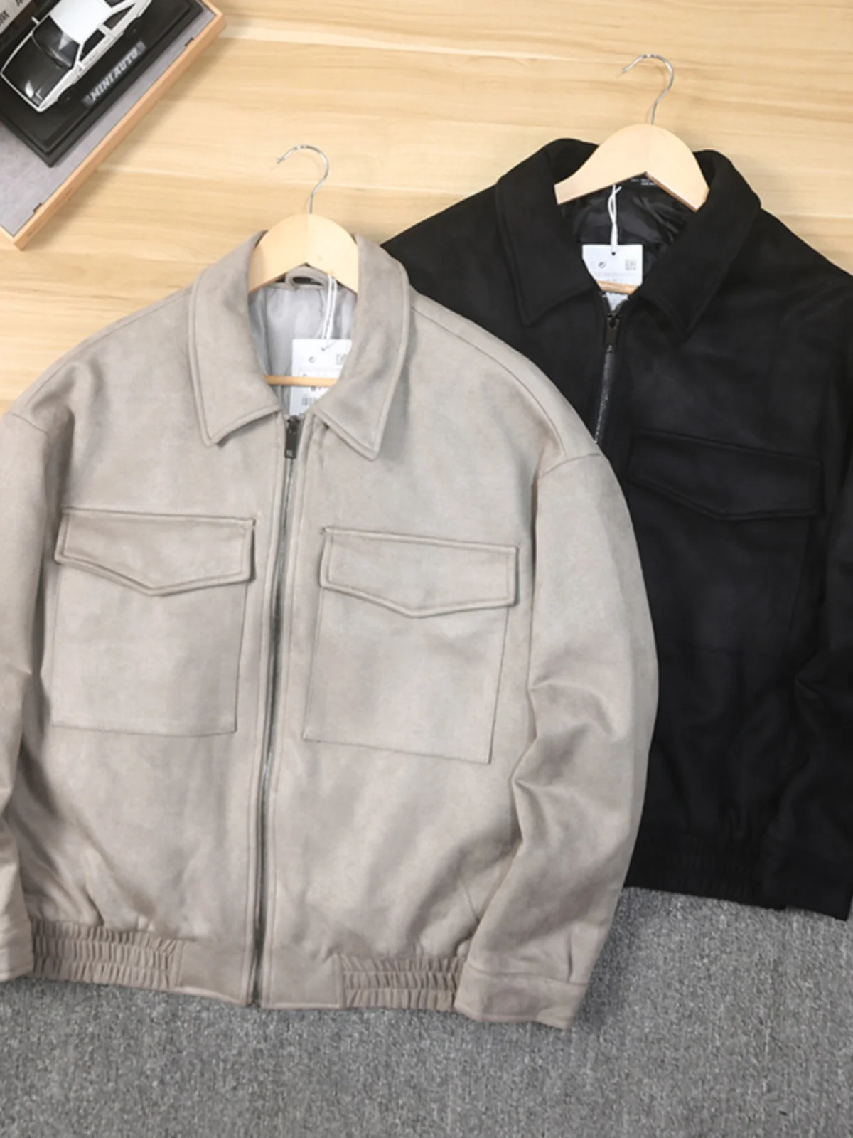 نسخة Thiened الأمريكية الرجعية عارضة الجلد المدبوغ طوق القطن Jaet الرجال ملابس خارجية معطف دافئ الوقوف صالح طول منتظم