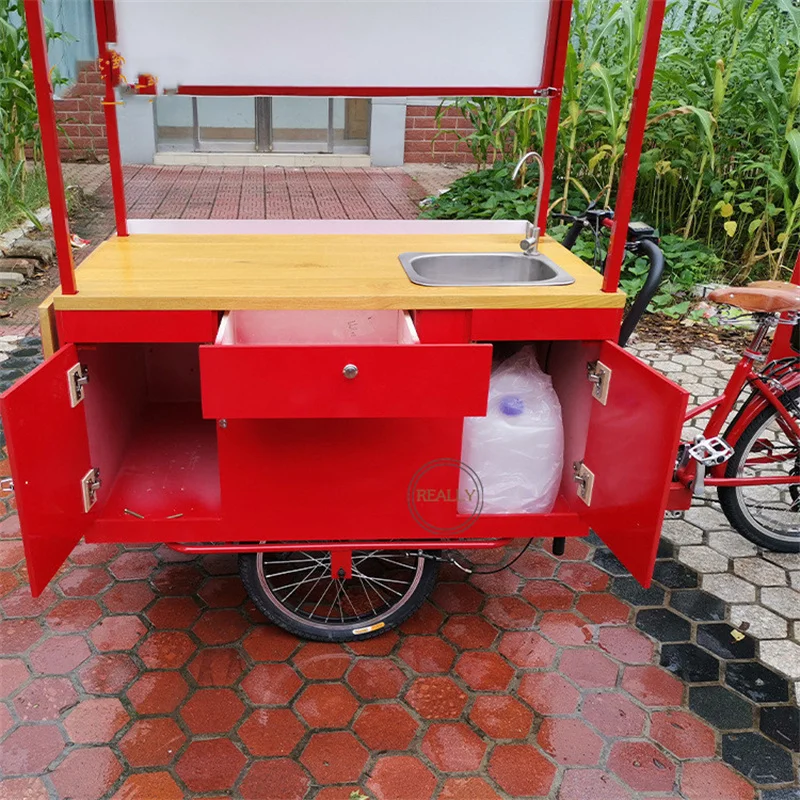 3 Wheel Food Bike Takeaway Reverse Riding Mobile Sale Trike for Adults Pedal Tricycles Snack Electric Bicycle