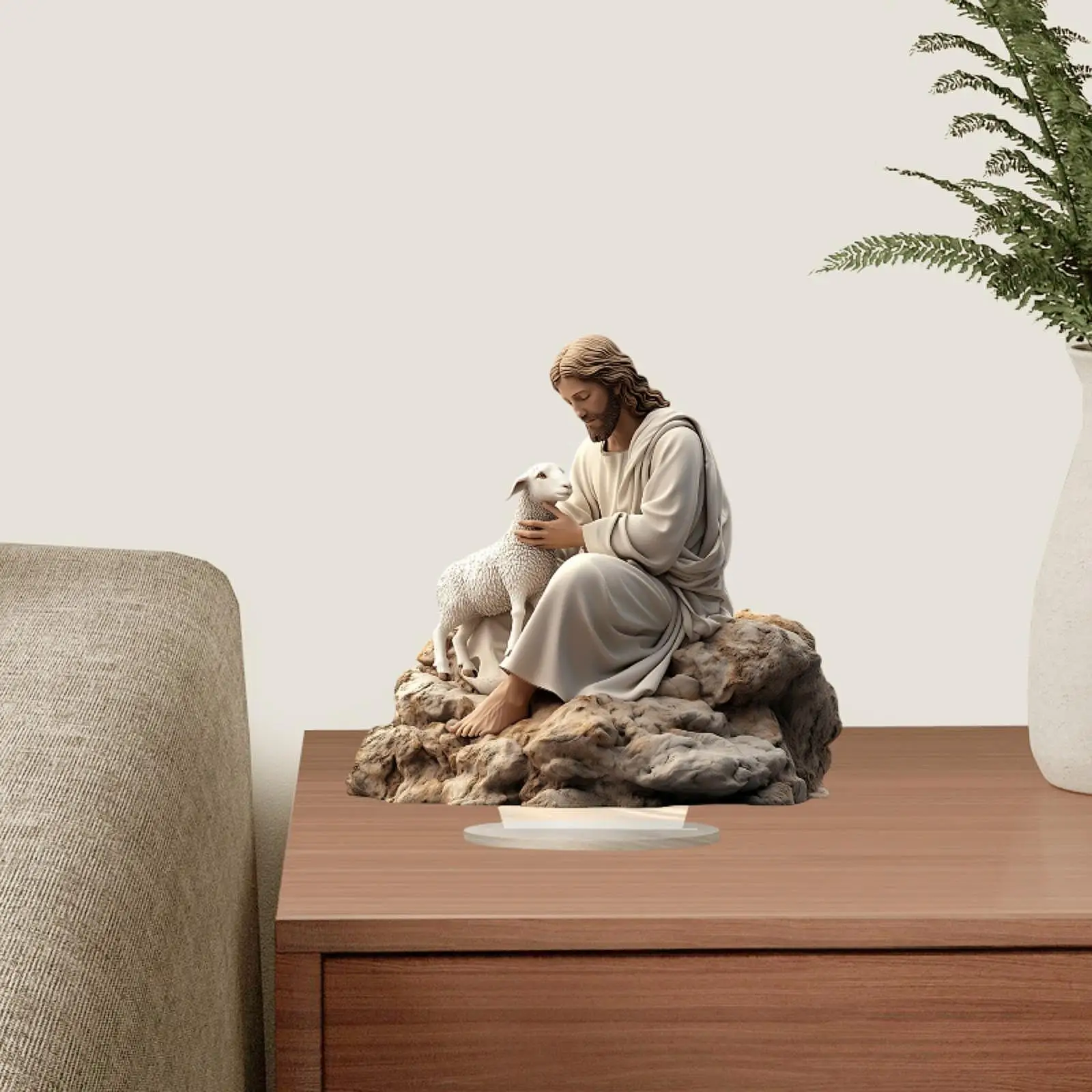Christmas Tabletop Jesus Lamb Nativity Scene Ornament Acrylic Home Decoration for Office or Desk Display