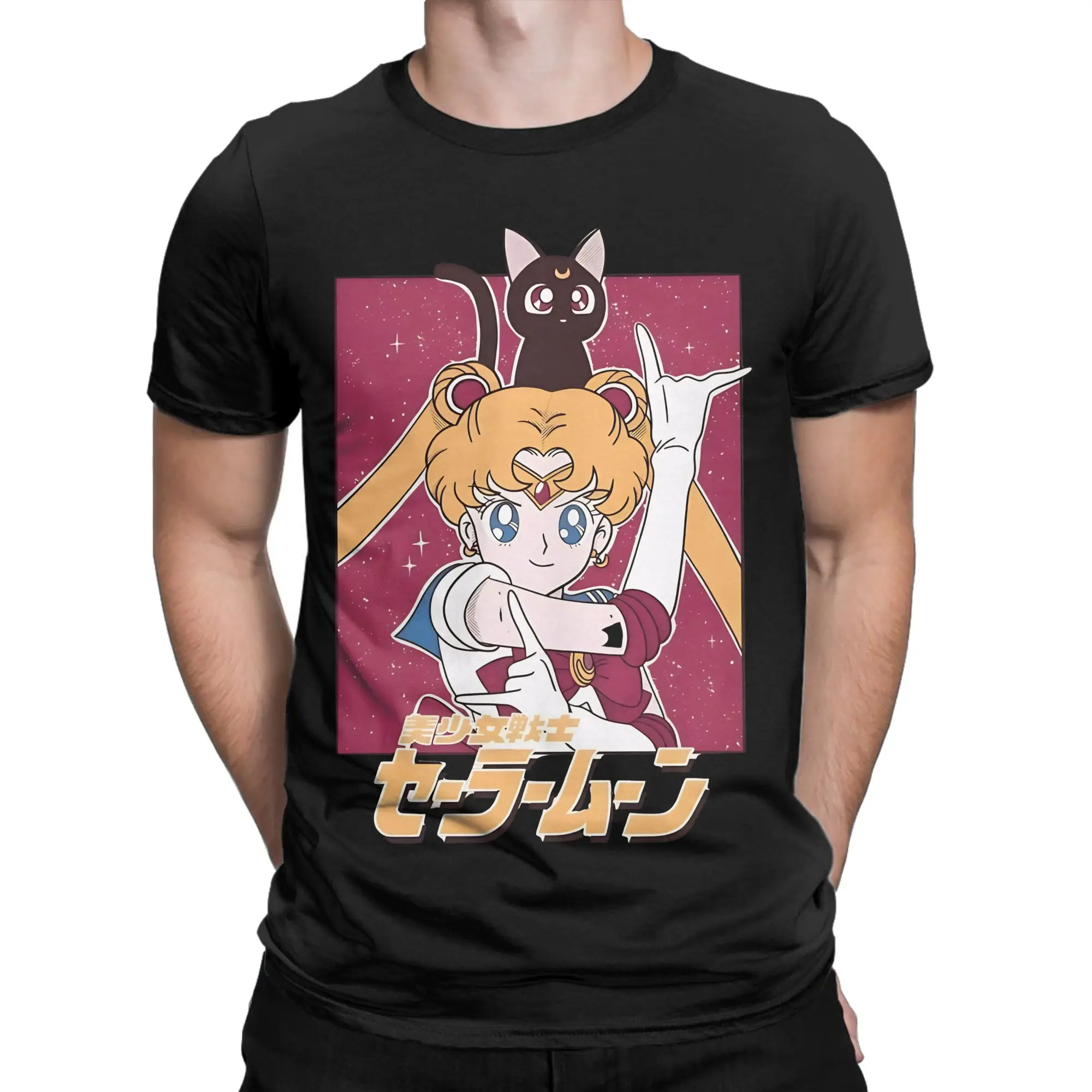 Usagi Tsukino red poster Funny Graphic 100% Cotton T-Shirt Tsukino Usagi Tees Tops For Men