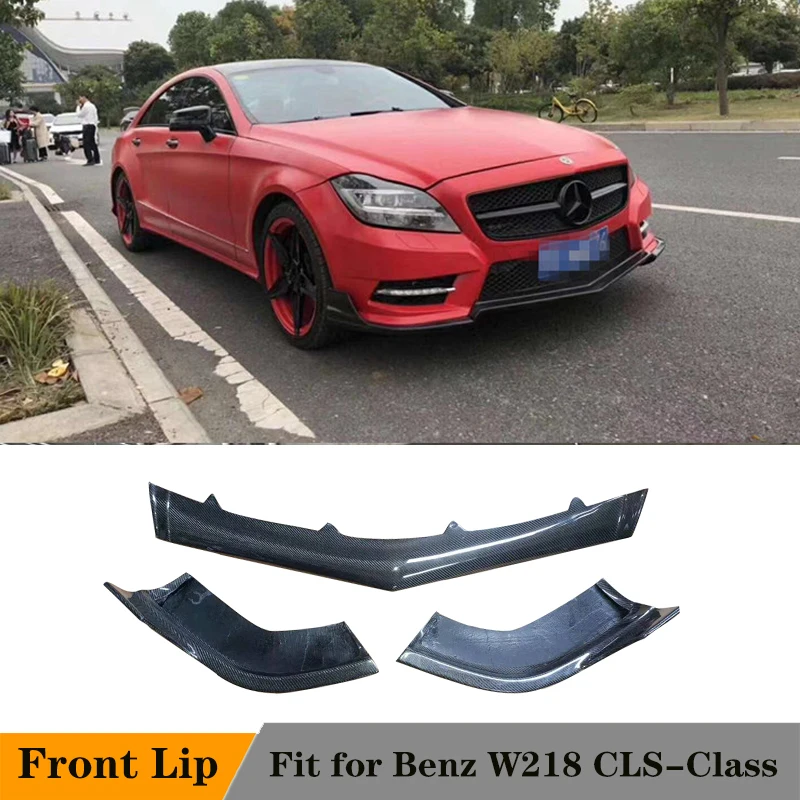 For W218 Carbon Fiber Front Lip Spoiler for Mercedes Benz CLS Class W218 CLS350 550 CLS63 2012-2014 Head Bumper Splitters Guard