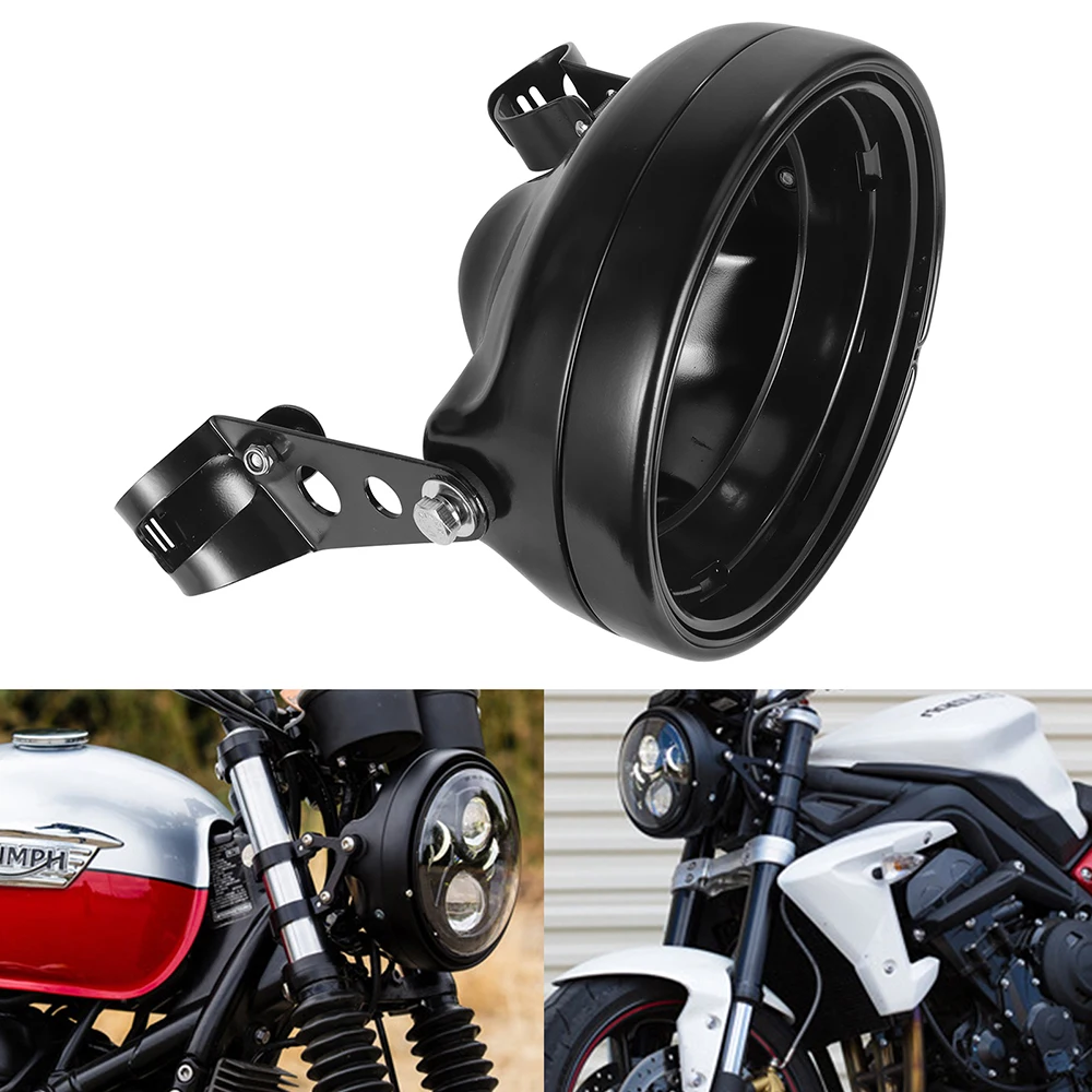 

7-дюймовый корпус фар мотоцикла, ведро, черный модифицированный корпус основания фары, круглый корпус, крепление с универсальным кронштейном