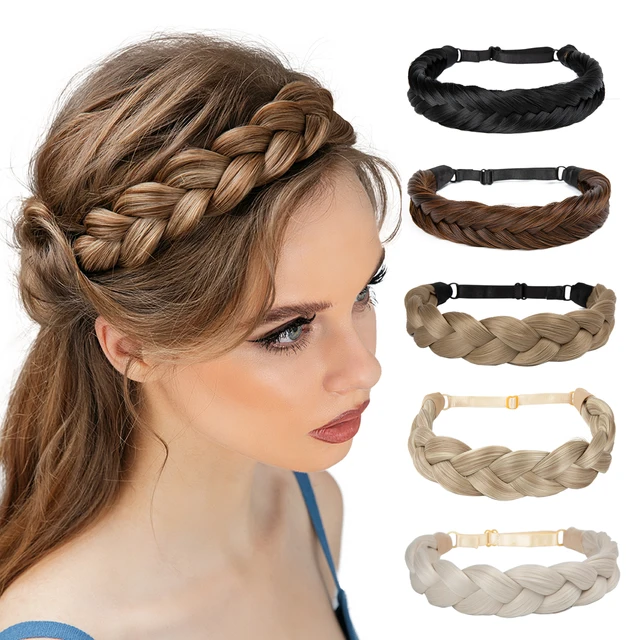 SARLA syntetyczne warkocze typu fishtail opaska do włosów z regulowanym paskiem pleciona opaska do włosów styl boho damska fryzura treski
