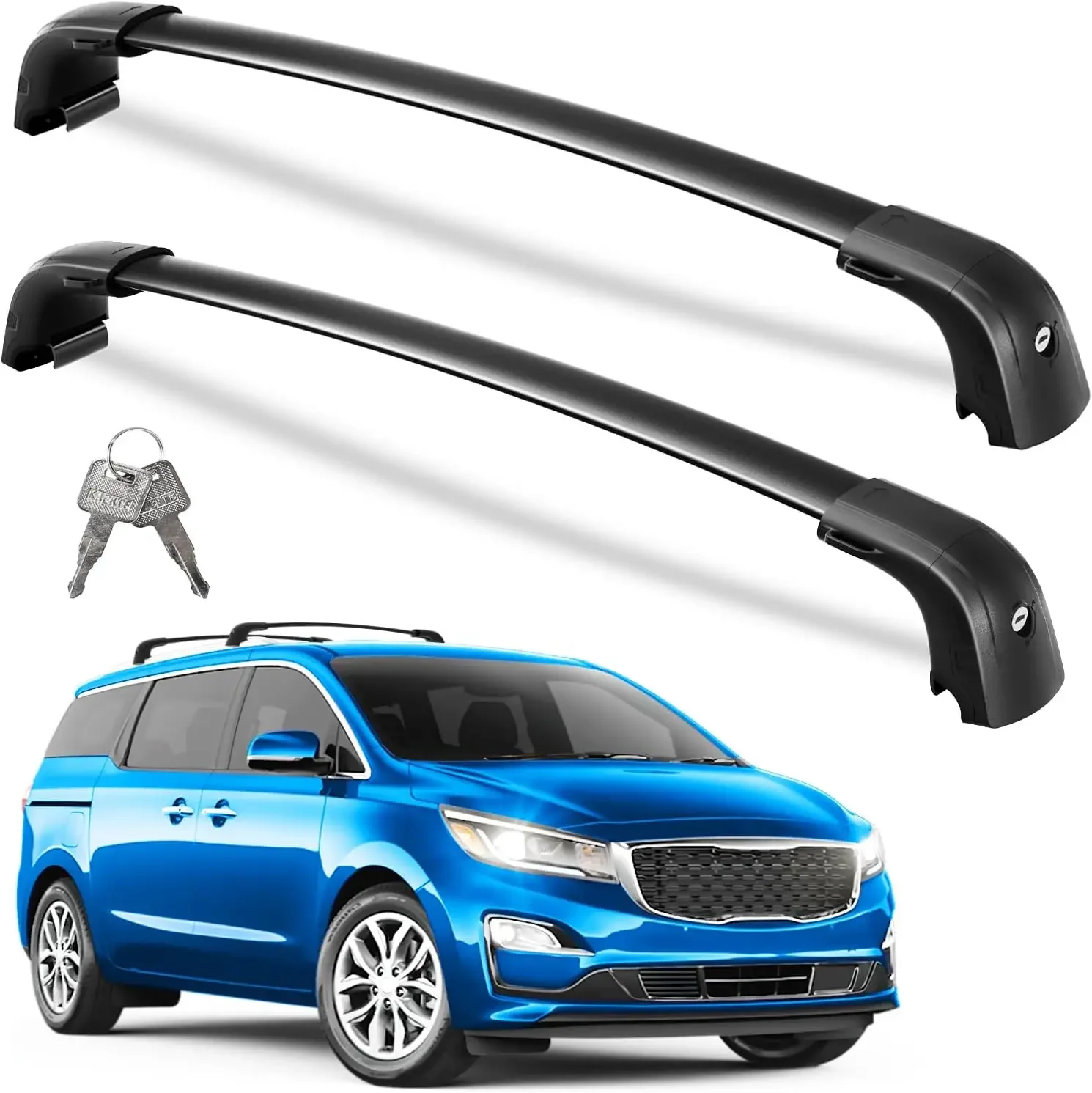 300lbs Roof Rack Cross Bars for Kia Sedona 2015-2021 | Heavy Duty Aluminum Roof Rails Crossbars Cargo Canoe Black Rooftop Cargo