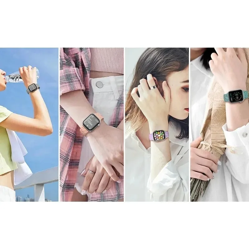 Браслет из силикона коммер коммер коммер коммерчество léopard pour Apple Watch, trous de flux ventilé, échange Comeristant à la sueur