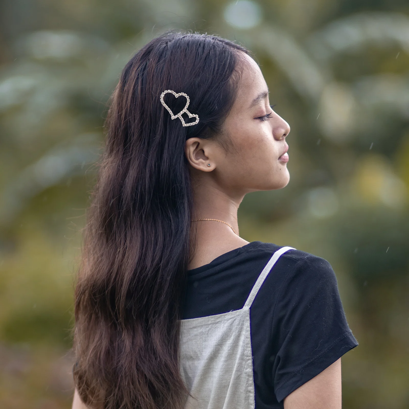 

Silver Double Hearts Rhinestone Hair Clip Alloy Decorative Hairpin Metal Hair Clips Accessories for Women Girls Stylish Gift