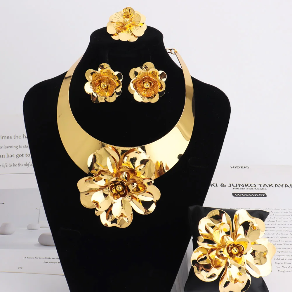YM Gold Plated Flower Jewelry Set 5