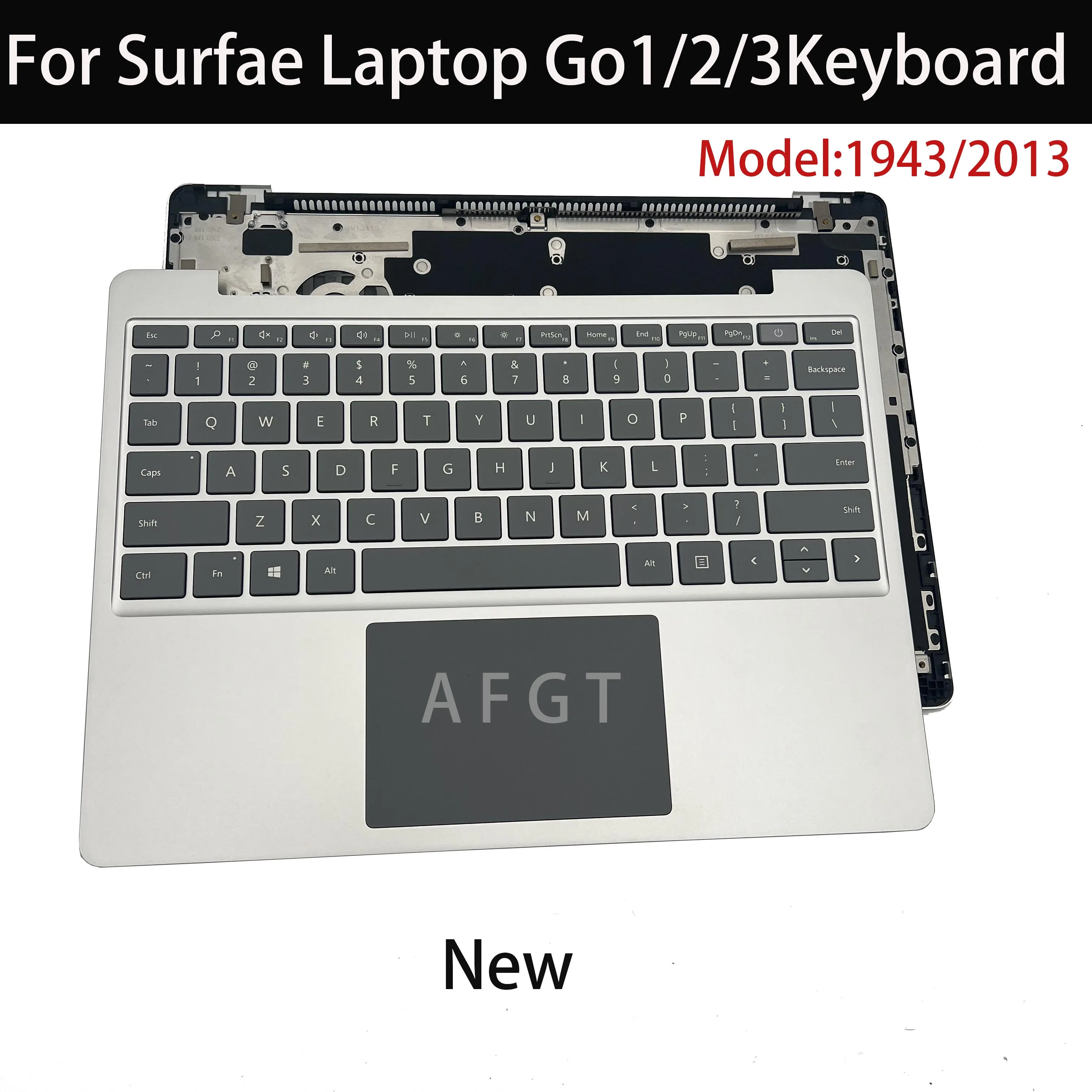 Clavier d'origine pour ordinateur portable Microsoft Surface, remplacement des claviers, bouton de déverrouillage avec empreinte digitale, argent 2/3 1943, GO1/2013