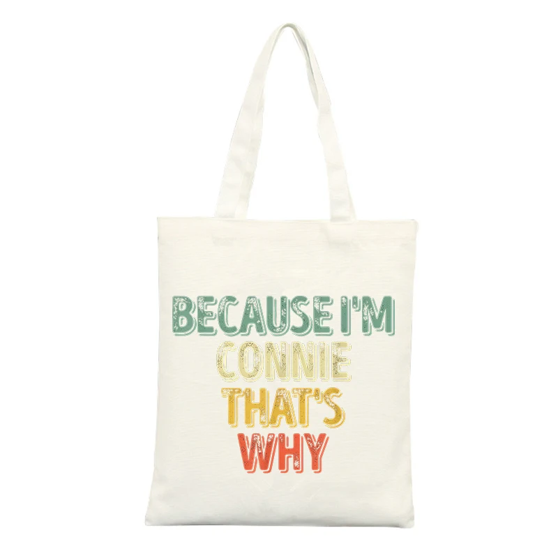 Letter Print Canvas Tote Bag, Vintage Style for Casual Shopping and Daily Use