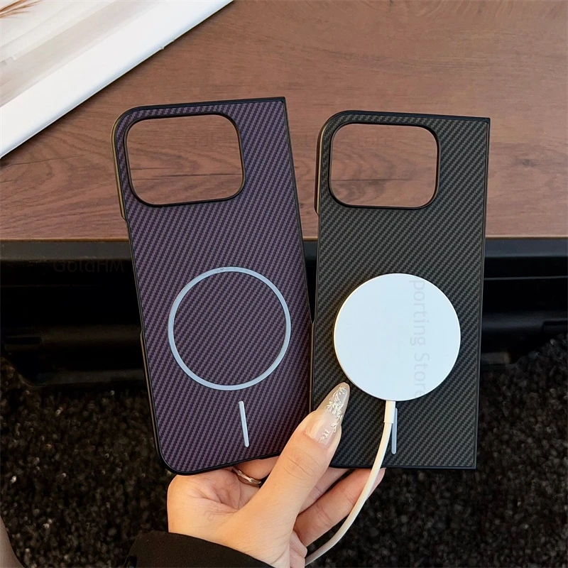 

For Magsafe Magnetic Fiber Phone Case For Google Pixel 10 Pro Fold Wireless Charging Magsafing Cover For Google Pixel 9 Pro Fold