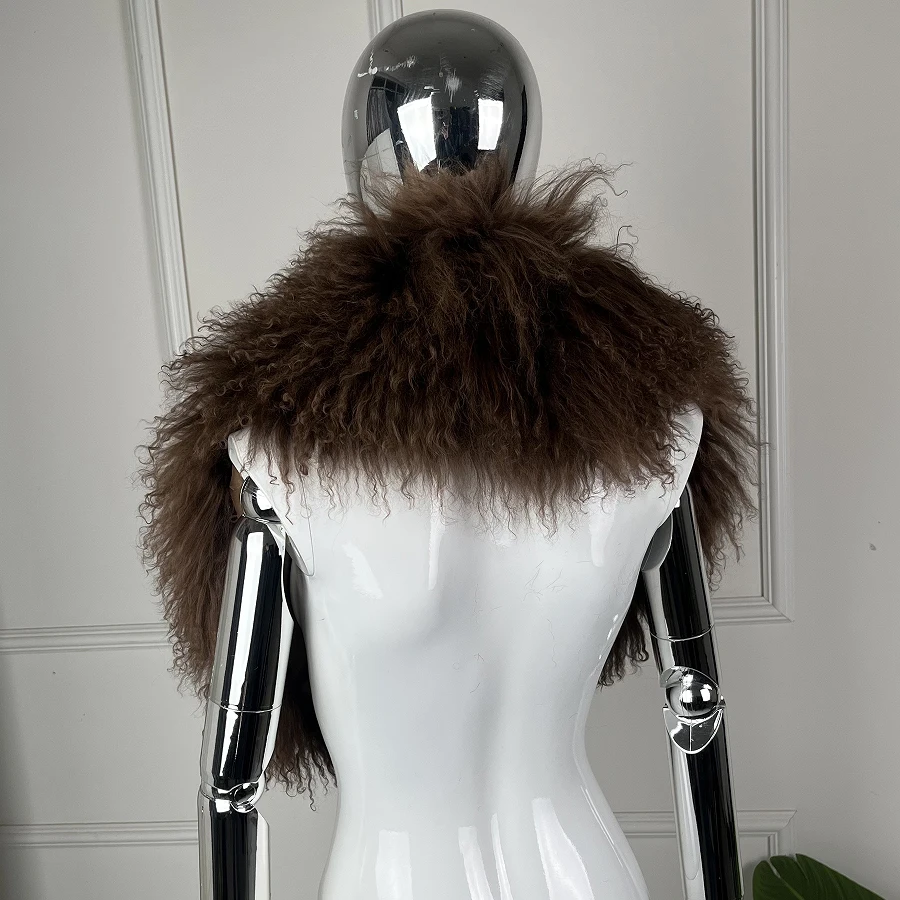 ปลอกแขนขนแกะแบบถอดได้ ขนแกะมองโกเลียแท้ ปลอกแขนขนแกะสีขาวสำหรับเสื้อโค้ทผู้หญิง แฟชั่นใหม่ แต่งขอบด้วยขนแท้