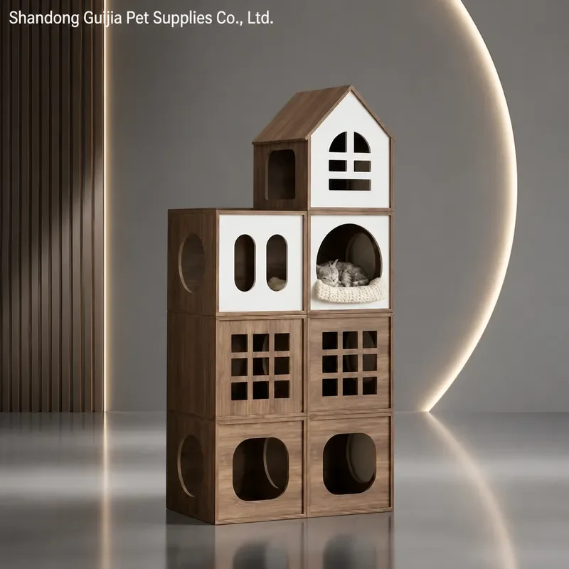 Customizable Cat House All Season Universal DIY Cat Villa with Tunnel Creative Ventilated Climbing Structure for Pets