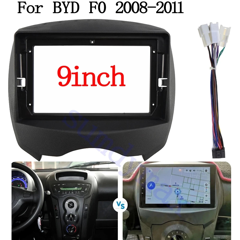 

9-дюймовый автомобильный каркасный адаптер, кабель питания для BYD F0 2008-2011, Android-радио, комплект панели для установки приборной панели