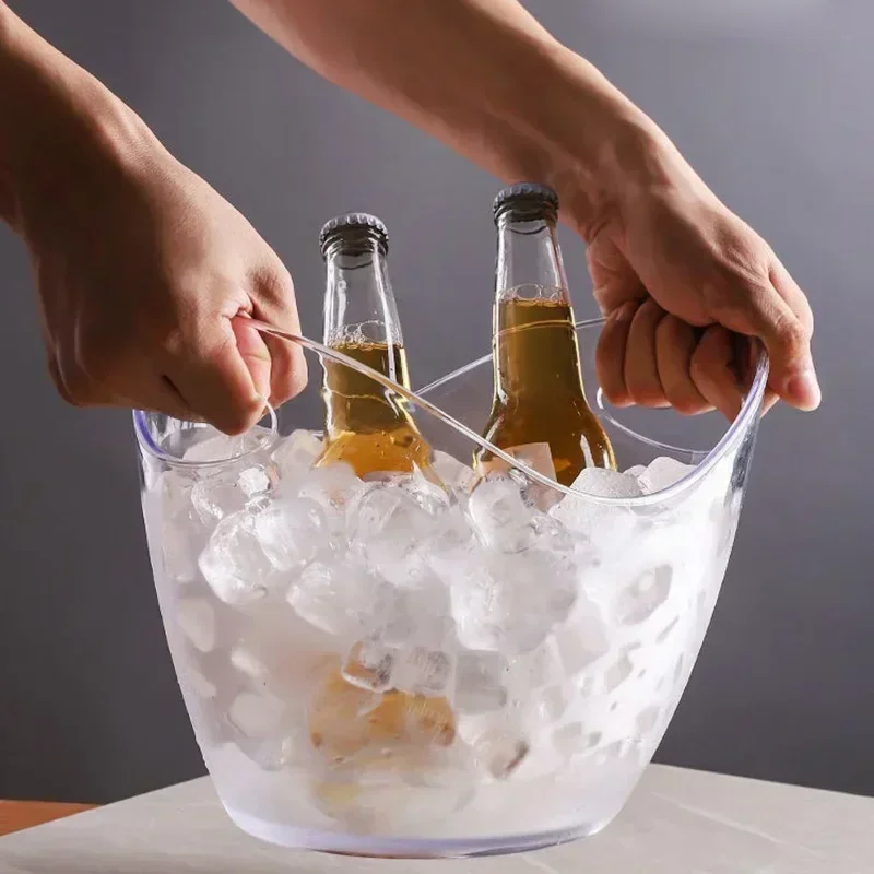 4/8L Ice Bucket Transparent Ice Cube Storage Bucket Beer Wine Bucket Bar Container Champagne Can  Champagne Beer Chiller