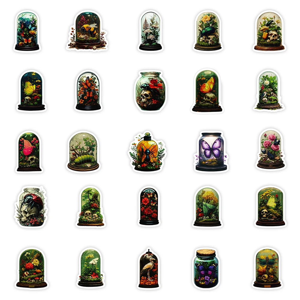 10/30/50 Uds. Retre Animal planta botella pegatinas del mundo calavera gótica pegatina de dibujos animados DIY portátil teléfono guitarra bicicleta calcomanías geniales Juguetes