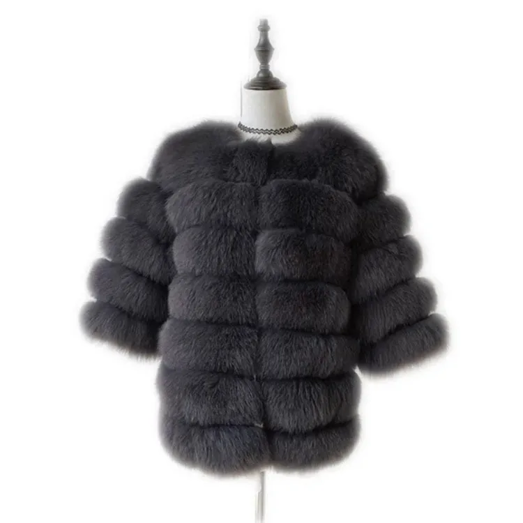 2021 new factory direct sales Korean version of medium and long fox fur jacket spliced fur Haining fur jacket