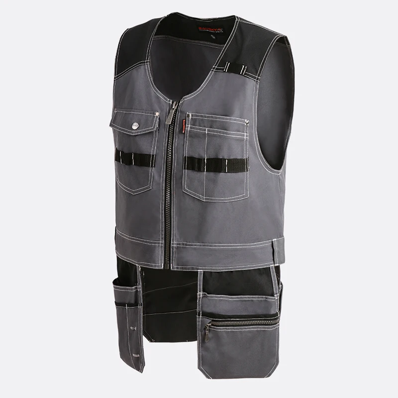 

New 2025 High Quality Work Male Female Outdoor Reflective Workwear Mens Multifunction Tool Multi Pockets Plus Size Vest 3 Colors