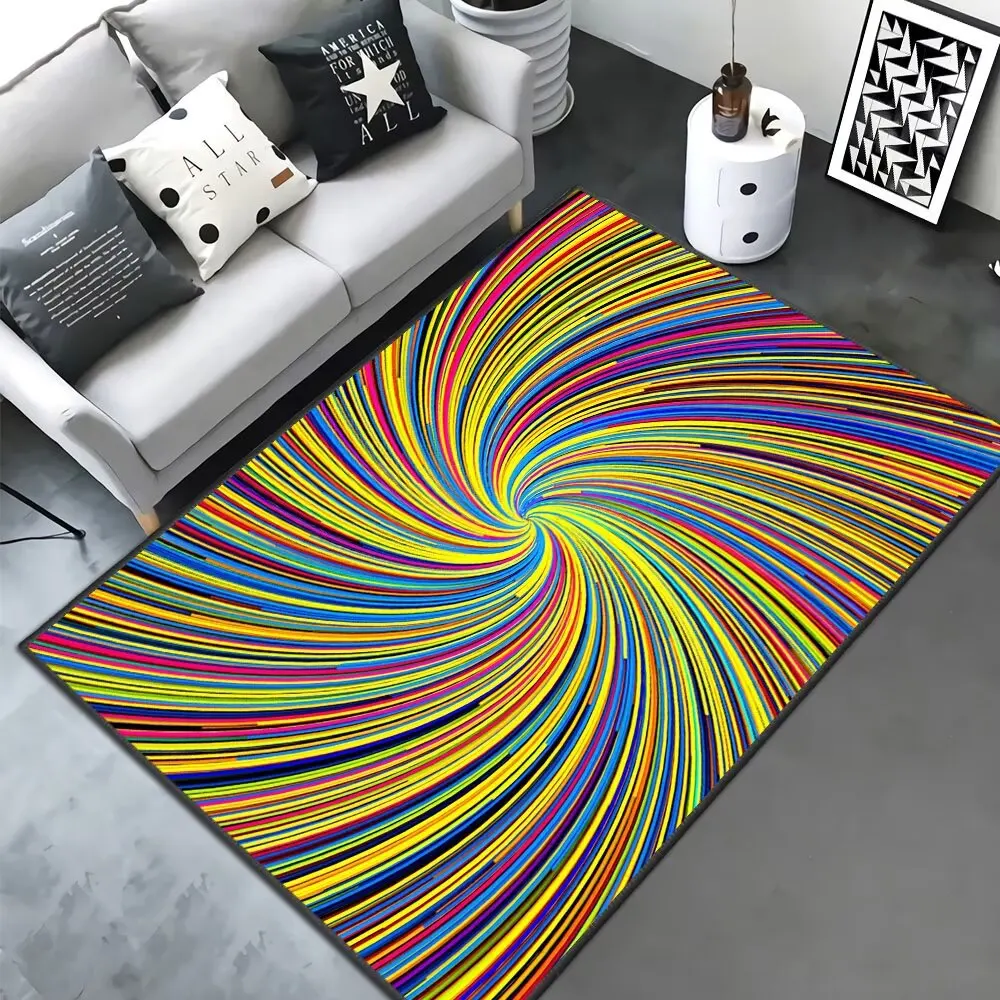 Large size Stereoscopic Vision Square Living Room 3D Large size Carpet Illusion Trap Pattern Home Bedroom Tea Table Floor Mat