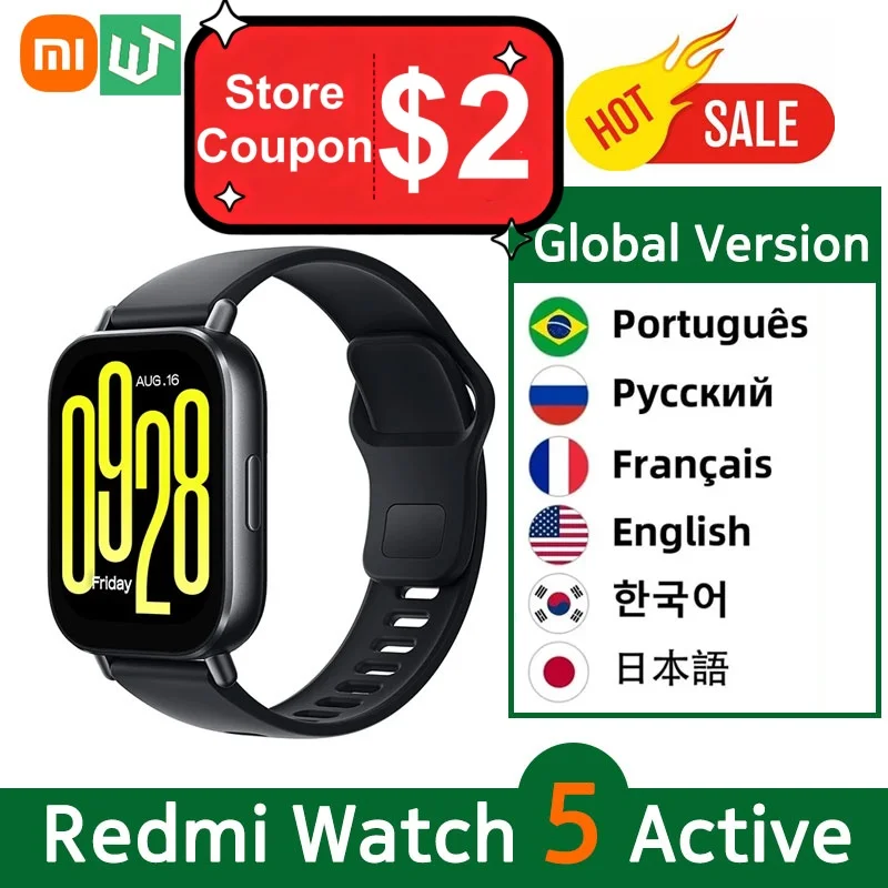 【Brand+】Global Version Xiaomi Redmi Watch 5 Active 2'' Display Up to 18 days of battery life 140+ Workout Modes Bluetooth