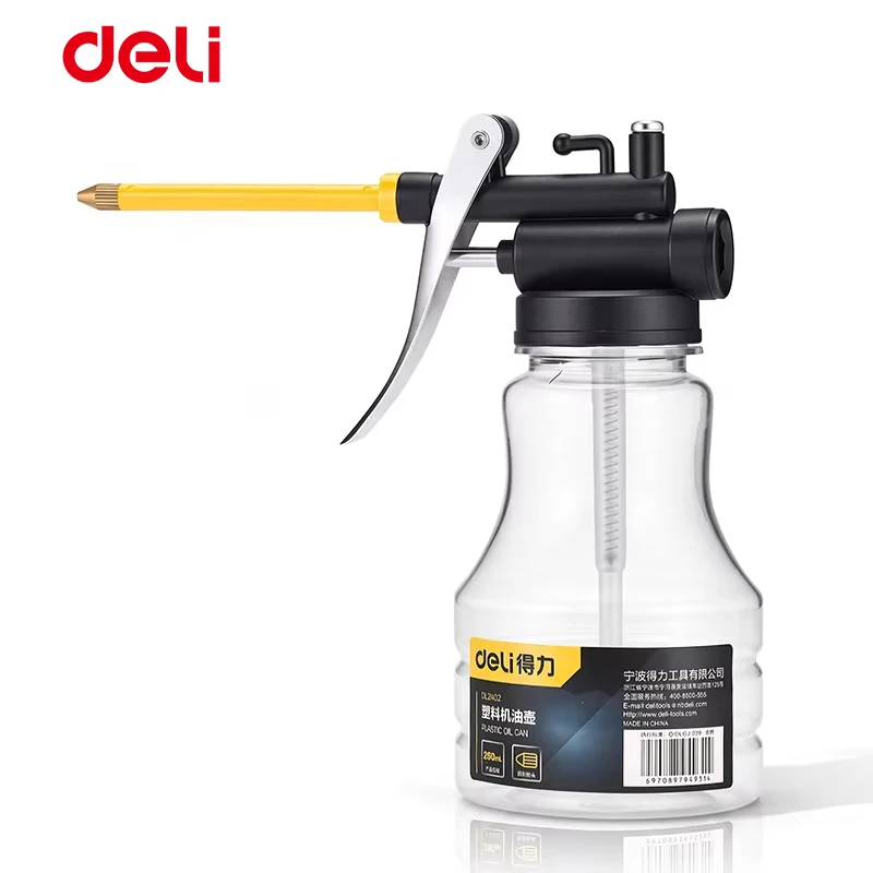 250ml Clear Plastic High Pressure Oiler Brass Nozzle Visible Oil Level Precision Lubricant Bottle for Bike Car Home Repair Tool