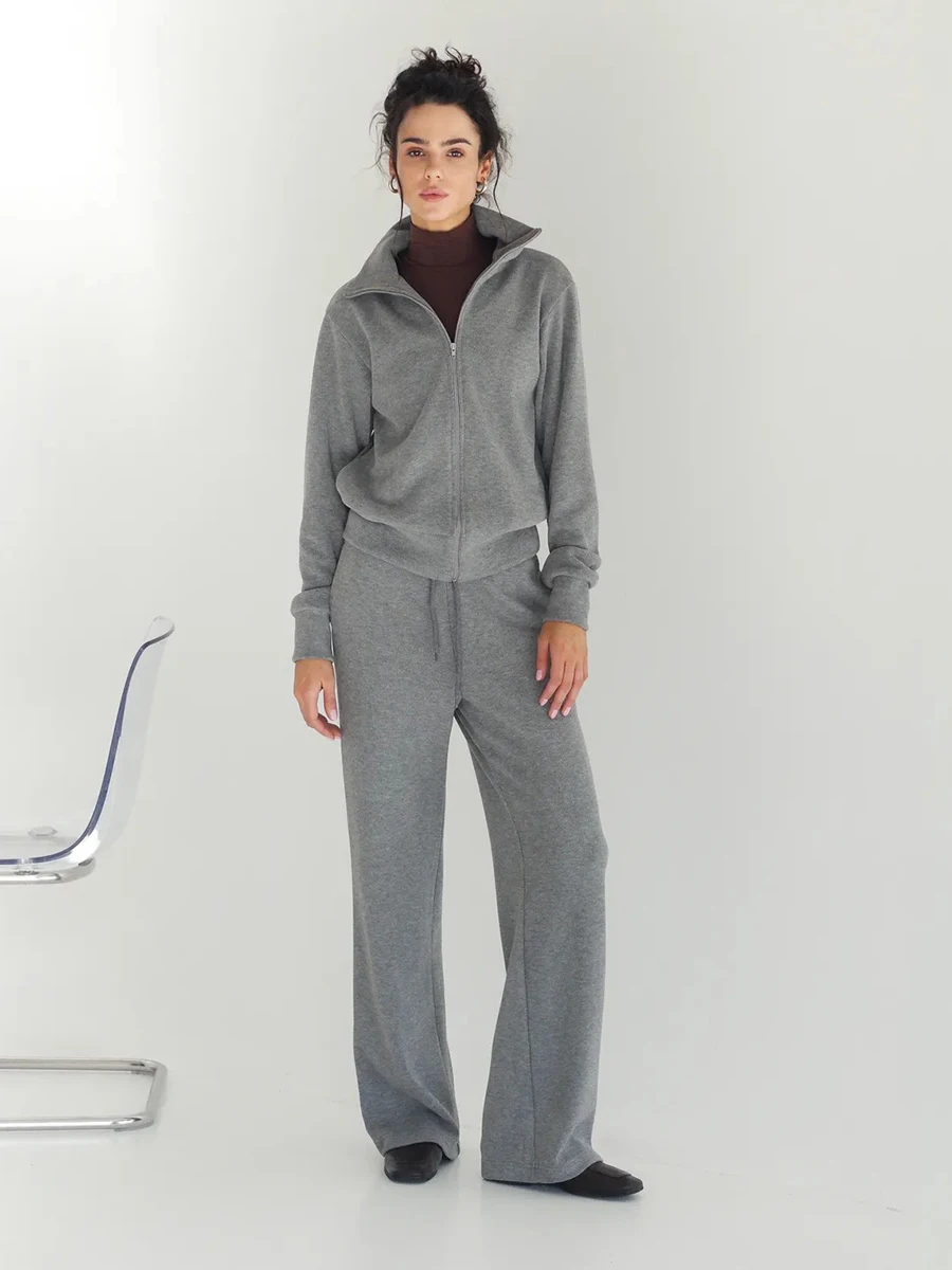 Bornladies Women's Two-piece Casual Wear 2026 New Zipper Design Top and Pants Set Suitable for Casual Commuting Daily Wear