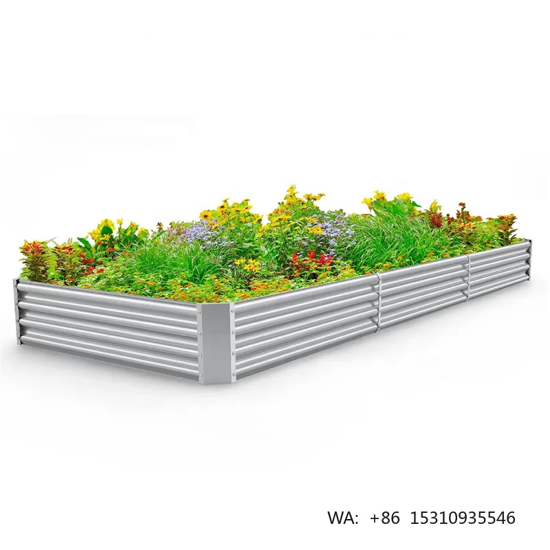 Factory Custom Modular Corrugated Steel Raised Garden Bed,  Galvanized Metal Planter Box for Home Backyard Vegetable Growing