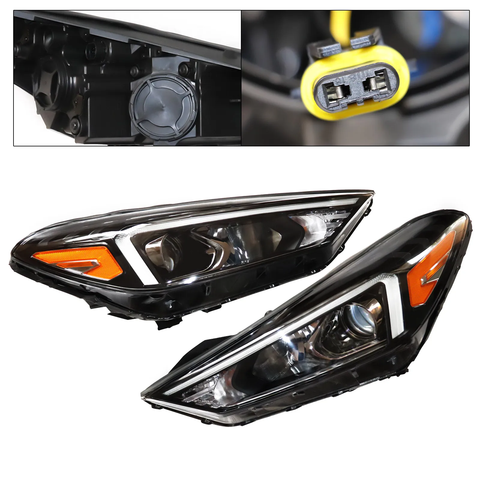 

For 2019 2020 2021 Hyundai Tucson Halogen Headlights w/ LED DRL Left Side/ Right Side/ /1Pair 92101-D3650 92102-D3650