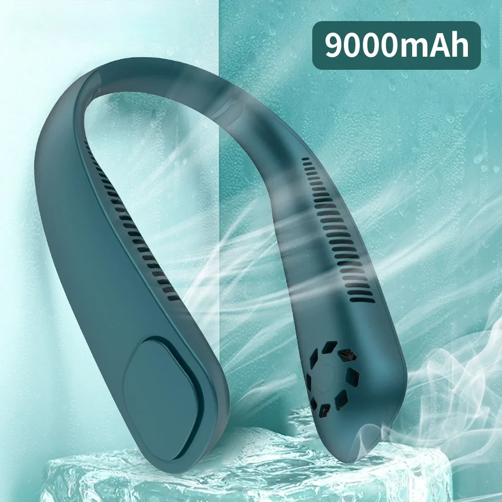 9000mAh Rechargeable Bladeless Neck Fan - Portable Mini Hanging Sports Outdoor Cooler