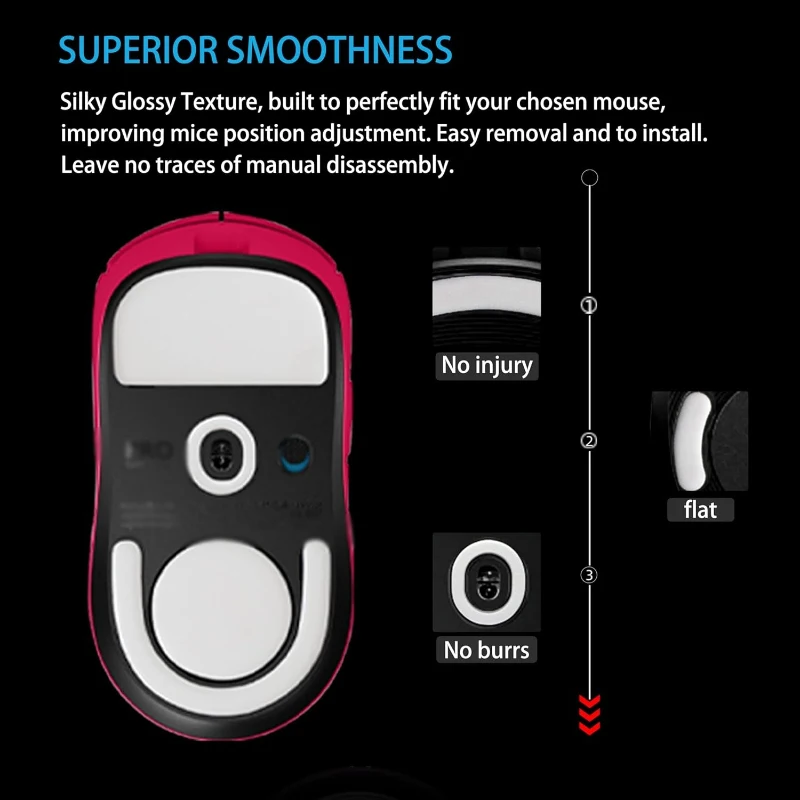 Gaming Mouse Skates for Logitech G PRO X Superlight 2 – Smooth PTFE Replacement Feet, 2.5D Curved Edges, 3M Adhesive, White