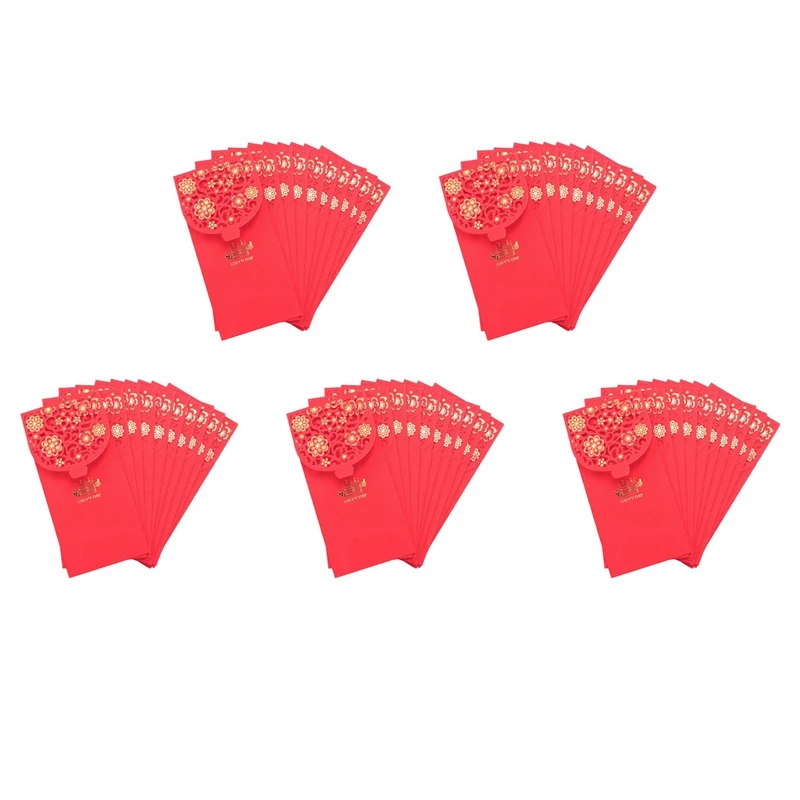 

50PCS Chinese Red Envelopes Lucky Money Envelopes Wedding Red Packet For New Year Wedding (7X3.4 In)