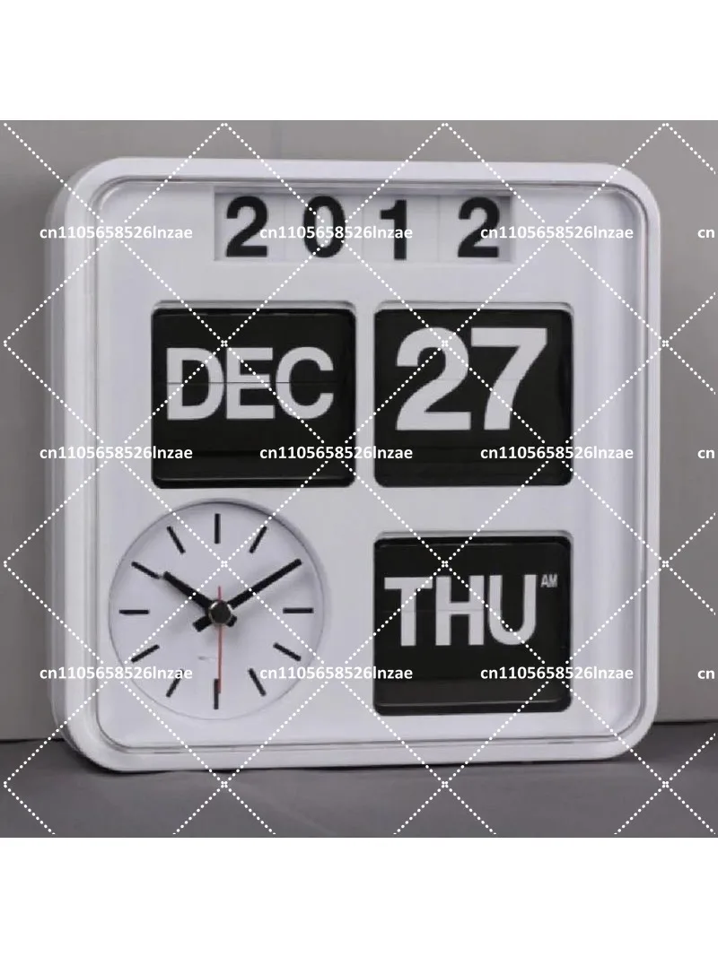 Large Numbers Automatic Flip Calendar Wall Clock, Silent Skip Design for Home Office