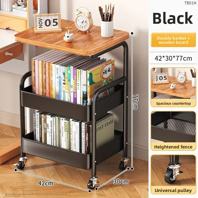 Strictly selected folding movable trolley rack bedroom snack storage with wheels sofa side few bedside bedside table image 5